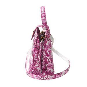 Sara Tote Small_Safari Toile White_White Pink