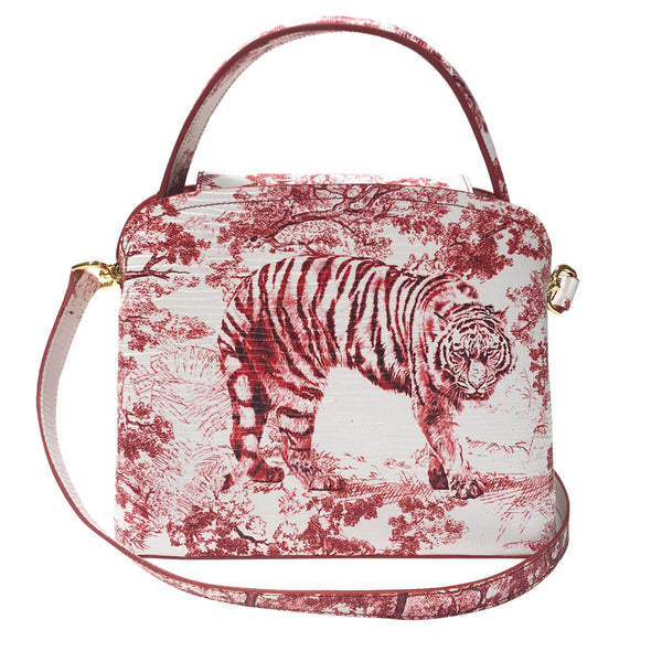 Sara Tote Small_Safari Toile White_White Red