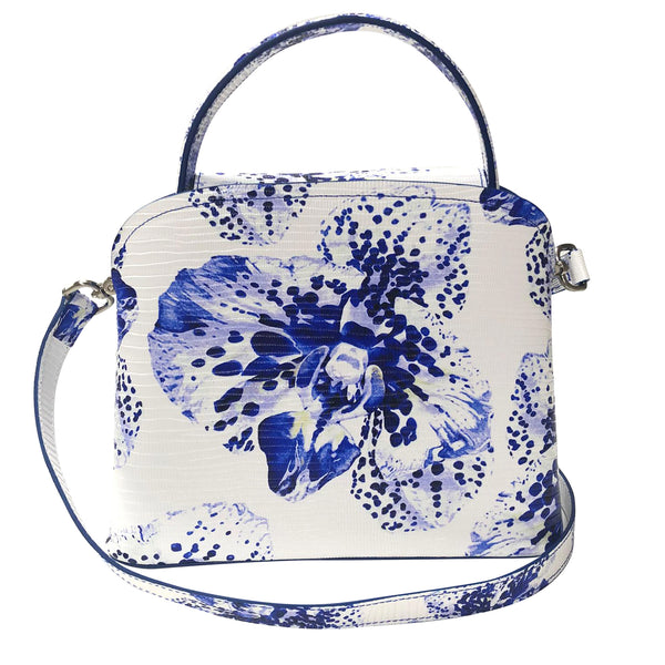 Sara Tote Small_Speckled Orchid White_White Blue