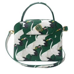 Sara Tote Small_White Crane Bright_Ivy Green