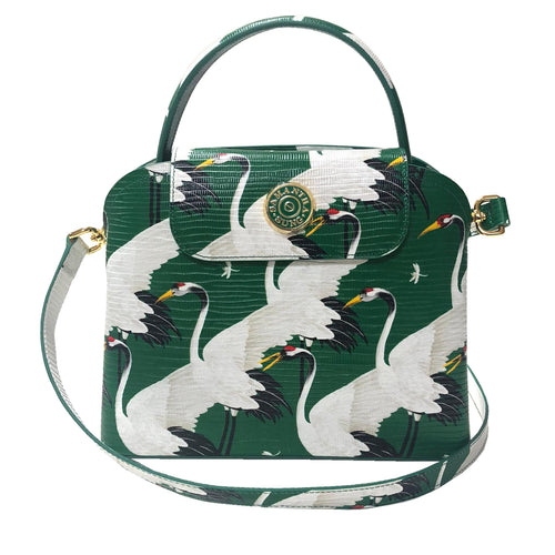 Sara Tote Small_White Crane Bright_Ivy Green