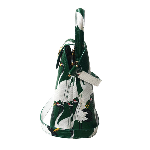 Sara Tote Small_White Crane Bright_Ivy Green