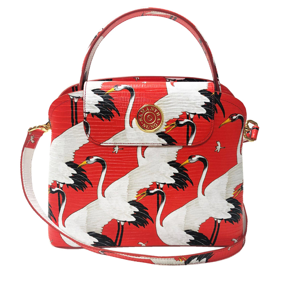 Sara Tote Small_White Crane Bright_Orange