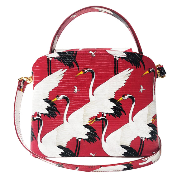 Sara Tote Small_White Crane Bright_Pomegranate