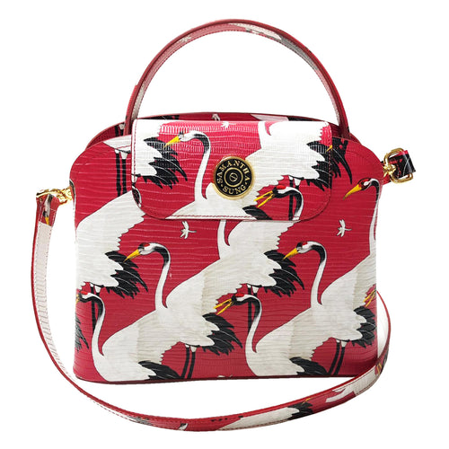 Sara Tote Small_White Crane Bright_Pomegranate