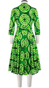 Audrey Dress #4 Shirt Collar 3/4 Sleeve Midi Length Cotton Stretch (Shibori Aka)