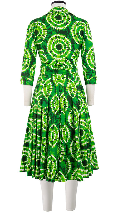 Audrey Dress #4 Shirt Collar 3/4 Sleeve Midi Length Cotton Stretch (Shibori Aka)