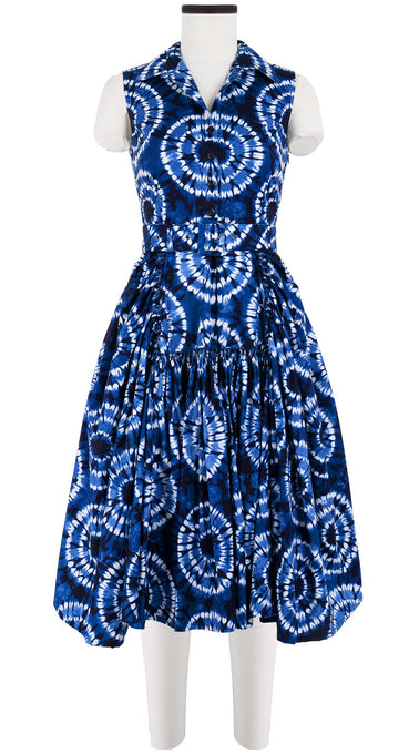 Clara Dress Shirt Collar Sleeveless Cotton Stretch (Shibori Aka)