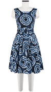 Rachel Dress Boat Neck Mini Cap Sleeve Cotton Stretch (Shibori Aka)