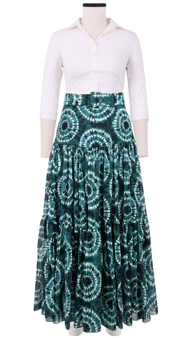 Emma Skirt Maxi Length Cotton Musola (Shibori Aka)