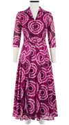 Zeller Dress Shirt Collar 3/4 Sleeve Midi Plus Length Cotton Musola (Shibori Aka)