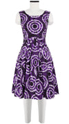 Rachel Dress Boat Neck Mini Cap Sleeve Cotton Stretch (Shibori Aka)