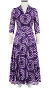 Zeller Dress Shirt Collar 3/4 Sleeve Midi Plus Length Cotton Musola (Shibori Aka)