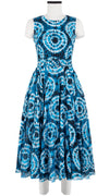 Aster Dress Crew Neck Sleeveless Midi Length Cotton Musola (Shibori Aka)