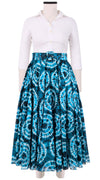 Aster Skirt #1 with Belt Midi Length Cotton Musola (Shibori Aka)
