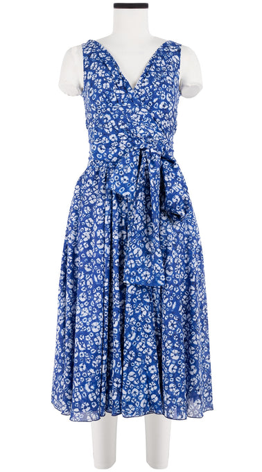 Vivien Dress #1 V Neck Sleeveless Midi Length Cotton Musola (Shibori Blooom)