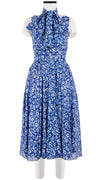 Vivien Dress #1 V Neck Sleeveless Midi Length Cotton Musola (Shibori Blooom)