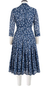 Audrey Dress #4 Shirt Collar 3/4 Sleeve Long Length Cotton Musola (Shibori Blooom)
