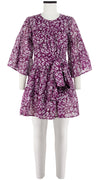 Cozette Dress Crew Neck 3/4 Sleeve with Hamilton Belt Mini Length Cotton Musola (Shibori Blooom)