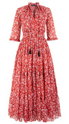 Eden Dress Crew Neck 3/4 Sleeve with Hamilton Belt Maxi Length Cotton Musola (Shibori Blooom)