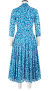 Audrey Dress #4 Shirt Collar 3/4 Sleeve Midi Length Cotton Musola (Shibori Blooom)