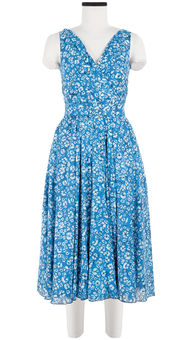 Vivien Dress #1 V Neck Sleeveless Midi Length Cotton Musola (Shibori Blooom)
