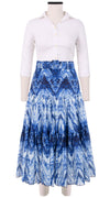 Emma Skirt Midi Length Cotton Musola (Shibori Chevron)