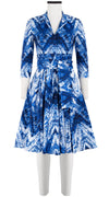 Laurent Dress Shirt Collar 3/4 Sleeve Cotton Stretch (Shibori Chevron)