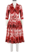 Zeller Dress Shirt Collar 3/4 Sleeve Long Length Cotton Musola (Shibori Chevron)