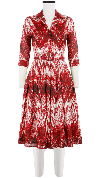 Zeller Dress Shirt Collar 3/4 Sleeve Long Length Cotton Musola (Shibori Chevron)