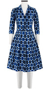 Audrey Dress #1 Shirt Collar 3/4 Sleeve Cotton Stretch (Shibori Chinami Small)