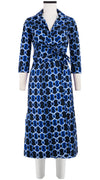 Hepburn Dress Shirt Collar 3/4 Sleeve Midi Length Cotton Stretch (Shibori Chinami Small)