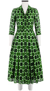 Audrey Dress #4 Shirt Collar 3/4 Sleeve Midi Length Cotton Musola (Shibori Chinami Small)