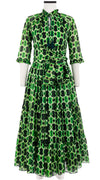 Eden Dress Crew Neck 3/4 Sleeve with Hamilton Belt Maxi Length Cotton Musola (Shibori Chinami Small)