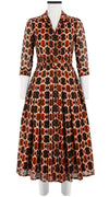 Audrey Dress #4 Shirt Collar 3/4 Sleeve Midi Length Cotton Musola (Shibori Chinami Small)