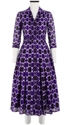 Audrey Dress #4 Shirt Collar 3/4 Sleeve Midi Length Cotton Musola (Shibori Chinami Small)