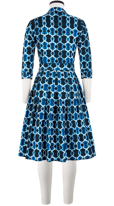 Audrey Dress #1 Shirt Collar 3/4 Sleeve Cotton Stretch (Shibori Chinami Small)