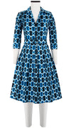 Audrey Dress #1 Shirt Collar 3/4 Sleeve Cotton Stretch (Shibori Chinami Small)