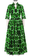 Eden Dress Crew Neck 3/4 Sleeve with Hamilton Belt Maxi Length Cotton Musola (Shibori Chinami)