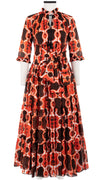 Eden Dress Crew Neck 3/4 Sleeve with Hamilton Belt Maxi Length Cotton Musola (Shibori Chinami)