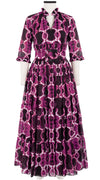 Eden Dress Crew Neck 3/4 Sleeve with Hamilton Belt Maxi Length Cotton Musola (Shibori Chinami)