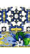Florance Dress Crew Neck Sleeveless Long Length Cotton Stretch (Sicilian Ceramic Tile Border)
