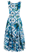 Amanda Dress Boat Neck Sleeveless Midi Plus Length Cotton Musola (Sicilian Lemon All Over)