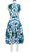 Rose Dress Crew Neck Sleeveless Long Length Cotton Stretch (Sicilian Lemon All Over)