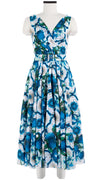 Vivien Dress #1 V Neck Sleeveless Midi Length Cotton Musola (Sicilian Lemon All Over)