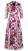 Zeller Dress Shirt Collar 3/4 Sleeve Midi Plus Length Cotton Musola (Sicilian Lemon All Over)
