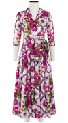 Zeller Dress Shirt Collar 3/4 Sleeve Midi Plus Length Cotton Musola (Sicilian Lemon All Over)