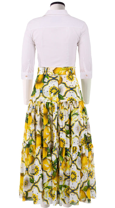 Emma Skirt Midi Plus Length Cotton Musola (Sicilian Lemon All Over)