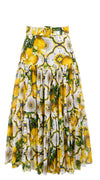 Emma Skirt Midi Plus Length Cotton Musola (Sicilian Lemon All Over)