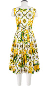 Florance Dress #2 Boat Neck Sleeveless Long Length Cotton Stretch (Sicilian Lemon All Over)